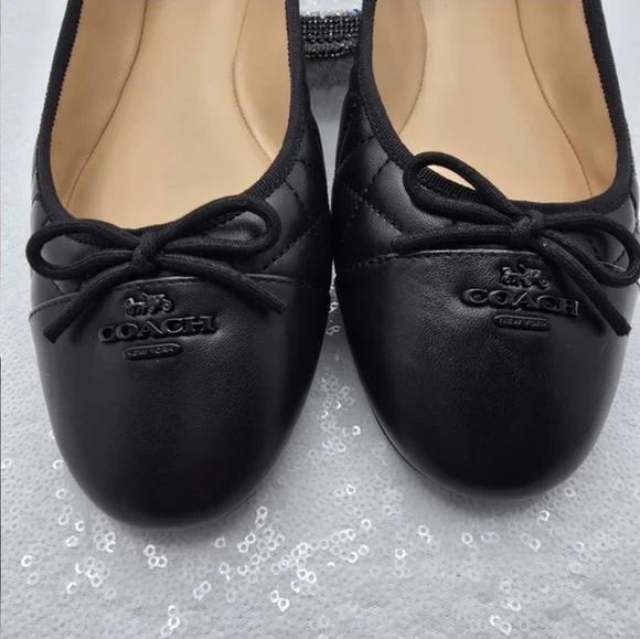 Coach Allyson Quilted Ballet Flats Classic Black Leather Women"s 10 - Picture 14 of 16